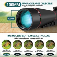 KEXWAXX Spektív 25-75x100mm - Vízálló IPX7 Távcső Vadászathoz, Sportlövészethez és Madármegfigyeléshez - FMC BAK4 Prizmás Fekete Állvánnyal  2