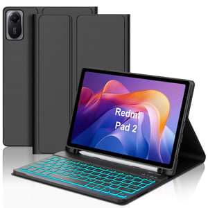 Xiaomi Redmi Pad 2 és Pad SE 11 colos billentyűzetes tok RGB háttérvilágítással - Fekete