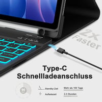 Xiaomi Redmi Pad 2 és Pad SE 11 colos billentyűzetes tok RGB háttérvilágítással - Fekete 7