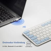 Keychron B1 Pro ultra tenká bezdrôtová klávesnica 2,4 GHz Bluetooth 5.2 75 % QWERTZ DE-ISO 800 mAh ZMK Mac Windows Linux Vintage modrá 2
