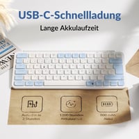 Keychron B1 Pro ultra tenká bezdrôtová klávesnica 2,4 GHz Bluetooth 5.2 75 % QWERTZ DE-ISO 800 mAh ZMK Mac Windows Linux Vintage modrá 8
