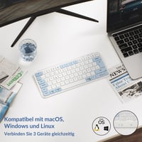 Keychron B1 Pro ultra tenká bezdrôtová klávesnica 2,4 GHz Bluetooth 5.2 75 % QWERTZ DE-ISO 800 mAh ZMK Mac Windows Linux Vintage modrá 6