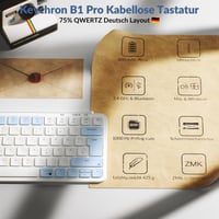 Keychron B1 Pro ultra tenká bezdrôtová klávesnica 2,4 GHz Bluetooth 5.2 75 % QWERTZ DE-ISO 800 mAh ZMK Mac Windows Linux Vintage modrá 4