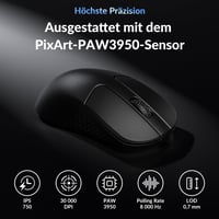 Bezdrôtová herná myš Keychron M3 Mini - PixArt 3950, 30000 DPI, 8000 Hz, Bluetooth 5.3, 55 g, Windows/macOS/Linux - Čierna 6