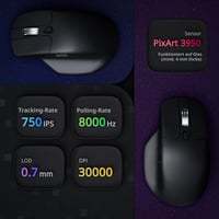 Bezdrôtová myš Keychron M6 Silent, 2,4 GHz a Bluetooth 5.3, 30000 DPI, snímač PixArt 3950, výdrž batérie 120 hodín, programovateľná herná myš pre PC, Mac, notebook – čierna 3