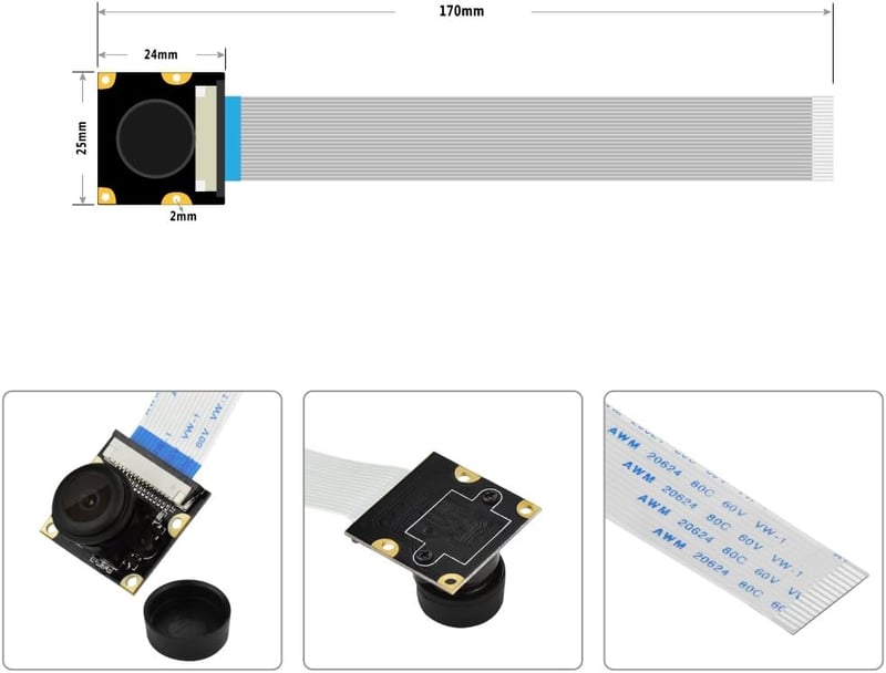 KEYESTUDIO 5MP Éjjellátó Kamera Modul Széles Látószögű Lencsével Raspberry Pi 3 b+/2/3 Modellekhez - Mikroszámítógép Kiegészítő