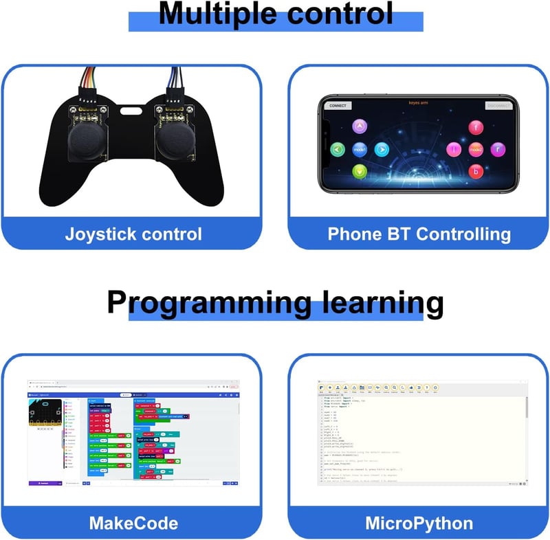 KEYESTUDIO BBC Micro:bit 4 DOF Robot Kar Kit Microbit V2-vel STEM Oktatás Programozáshoz