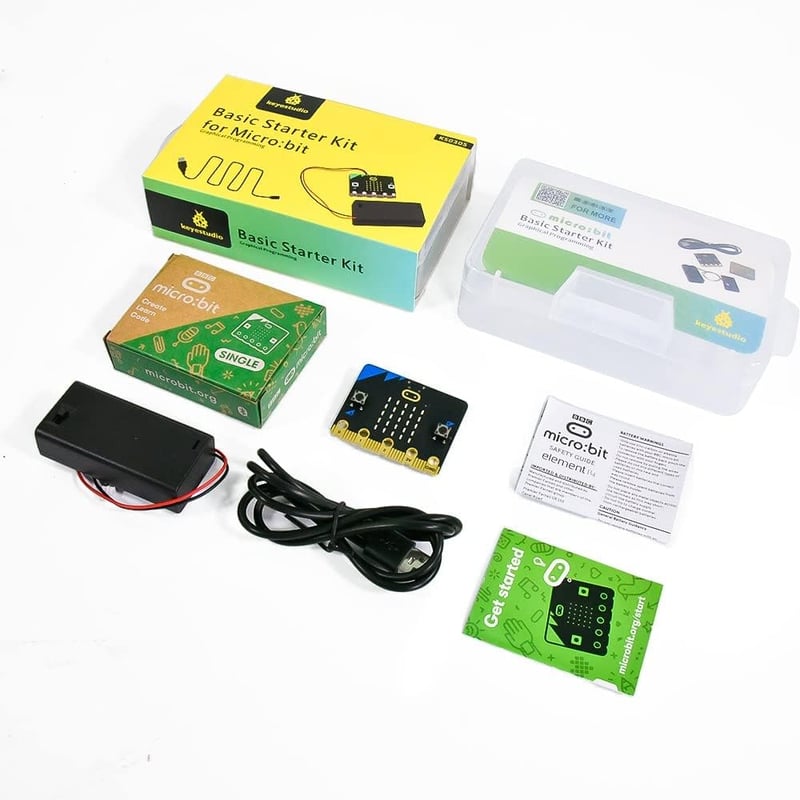KEYESTUDIO BBC Micro:bit V2 Oktatási Programozó Készlet - Fekete Mikrokontroller Kezdőknek, Intel Processzorral, Kódolás Tanuláshoz