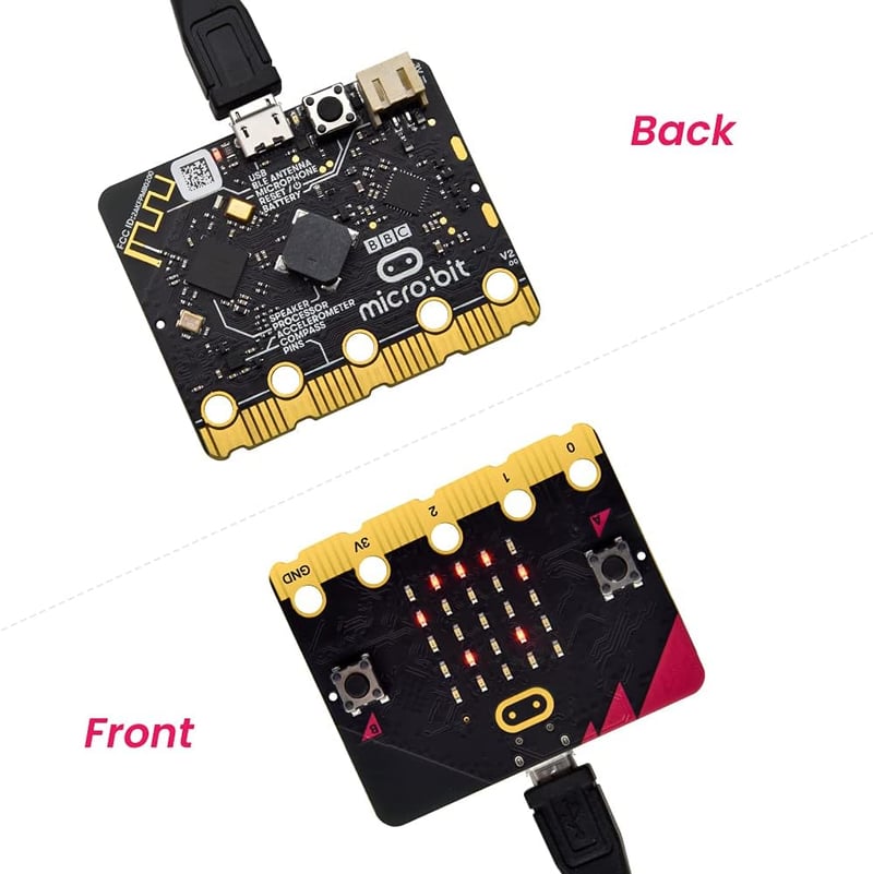 KEYESTUDIO BBC Micro:bit V2 Oktatási Programozó Készlet - Fekete Mikrokontroller Kezdőknek, Intel Processzorral, Kódolás Tanuláshoz