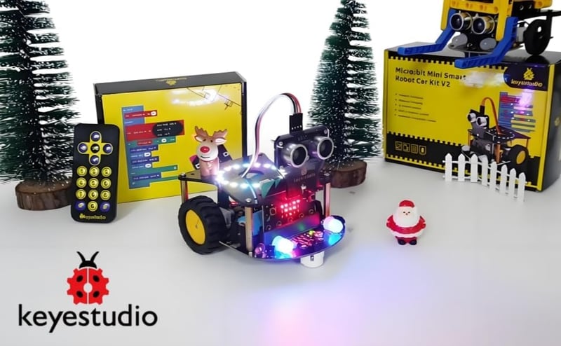 KEYESTUDIO BBC Microbit Robot Kit robotika szett vonalkövetéssel ultrahang szenzorokkal