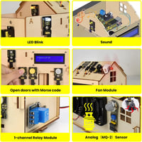 KEYESTUDIO Okosotthon Kezdőkészlet Arduino IoT Kompatibilis, Elektronikai Projektépítő Szett UN0 R3 Mikrovezérlővel, 14+ Éves Korosztálynak 4