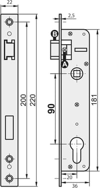 KeyMet Mortise Zár 90/20 Bal/Jobb Horganyzott Keretes Zár 2