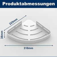 KeZaara Sarok Zuhanypolic Szett - 2 db Ezüst Fúrás Nélküli Fürdőszobai Polc Rozsdavédelemmel, 4 Akasztóval, 10 kg Teherbírással 2