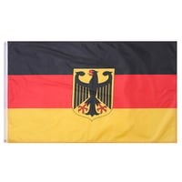 Nemecká vlajka Kezidhp s orlicou 90x150 cm – Bundesadler Fahne z nepremokavého polyesterového materiálu, s 2 kovovými krúžkami, dvojitým prešitím, na športové podujatia a iné 1