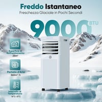 KGOGO hordozható légkondicionáló 9000 BTU, 4 az 1-ben, 25 m²-ig 2