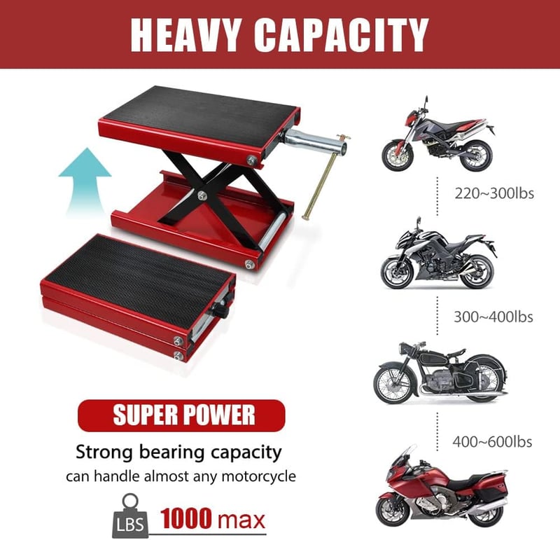 KHCY Motorkerékpár Emelő Platform 500 kg Teherbírással - Szerelőállvány Műhelyekbe, Stabil Szerelőbak Karbantartáshoz