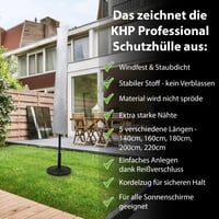 Husă de protecție pentru umbrelă de soare KHP Professional Premium din material extra rezistent, cu fermoar lung și șnur, rezistentă la UV, impermeabilă, disponibilă în 5 dimensiuni 5