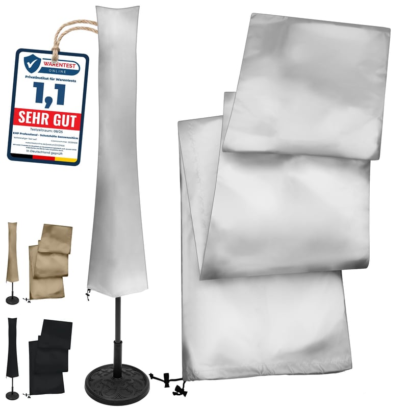 Husă de protecție pentru umbrelă de soare KHP Professional Premium din material extra rezistent, cu fermoar lung și șnur, rezistentă la UV, impermeabilă, disponibilă în 5 dimensiuni