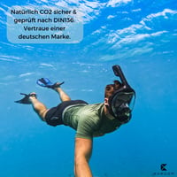 Mască de snorkeling cu față completă Khroom Seaview Y pentru adulți și copii - Mărimea S/M, Turcoaz - Set mască de scufundări cu siguranță CO2 2
