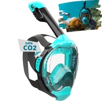 Mască de snorkeling cu față completă Khroom Seaview Y pentru adulți și copii - Mărimea S/M, Turcoaz - Set mască de scufundări cu siguranță CO2 1