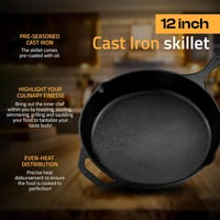 KICHLY 30,5 cm-es öntöttvas serpenyő grillezéshez és sütéshez 6