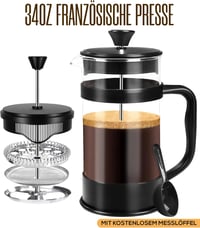 KICHLY Franciaprés Kávéfőző Rozsdamentes Szűrővel 1 Liter 8 Csésze Fekete 4