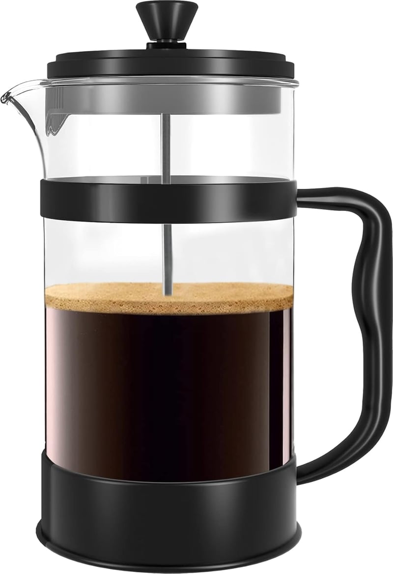 KICHLY Franciaprés Kávéfőző Rozsdamentes Szűrővel 1 Liter 8 Csésze Fekete