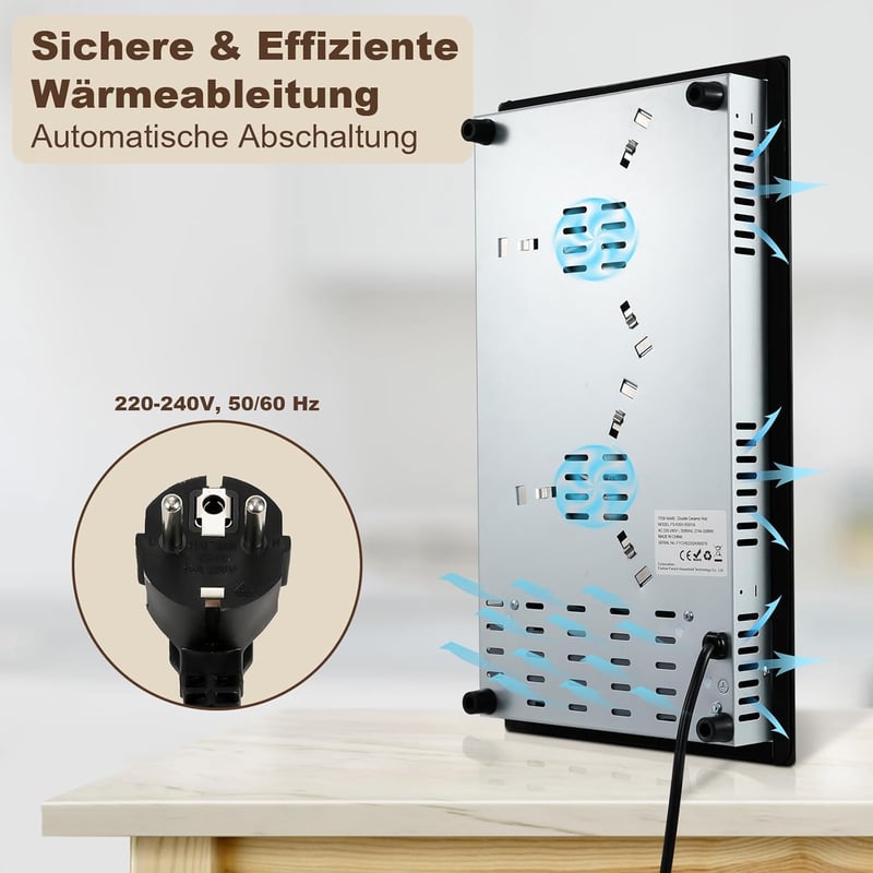 KICHPOWER 2 Égőfejes Üvegkerámia Főzőlap 30cm Érintésvezérlés 3000W
