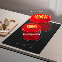 KICHPOWER 2 Égőfejes Üvegkerámia Főzőlap 30cm Érintésvezérlés 3000W 2