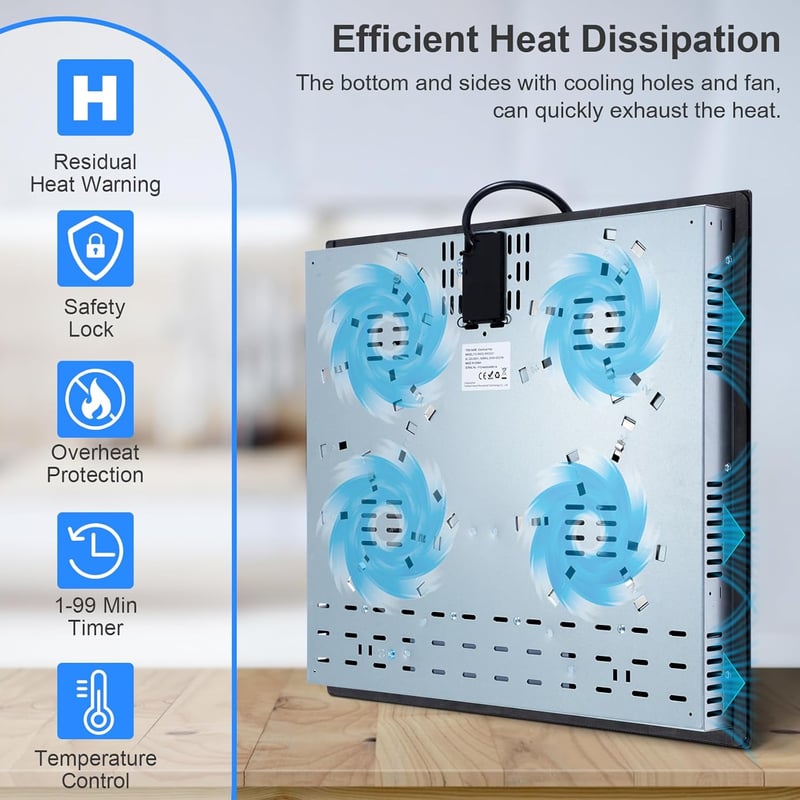 KICHPOWER 4 égőfejű beépíthető üvegkerámia főzőlap 60cm, 6000W, érintésvezérlés, 9 fokozat - Glaskeramikkochfeld 4 Zonen