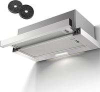 KICHPOWER 60 cm lapos páraelszívó 620 m3/h elszívó és keringető rozsdamentes LED világítással, billenőkapcsolóval, aktív szenes szűrővel 1