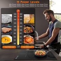 KICHPOWER Indukciós Főzőlap 2 Égővel 3300W Érintésvezérlés Fekete 4