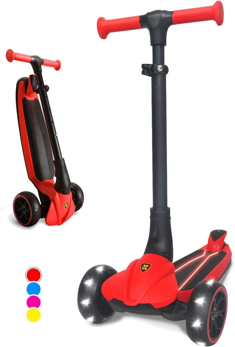 Kick'n'Roll háromkerekű gyerek roller LED világító kerekekkel, összecsukható - 3-7 éves korig