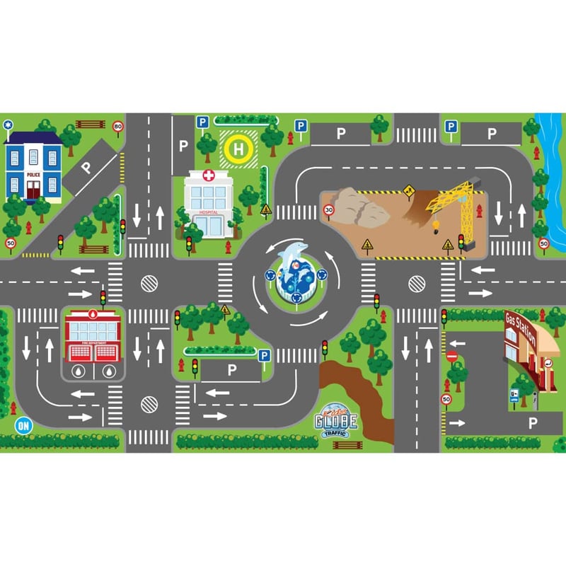 Kids Globe 100 Prvé poznatky - Edukačná hracia podložka pre deti od 3 rokov, viacjazyčná, umývateľná, vnútorné ihrisko
