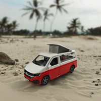 Kids Globe VW Transporter obytné auto, kovový model na spätný chod, 13,5 cm, červené, 520362 7