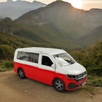 Kids Globe VW Transporter obytné auto, kovový model na spätný chod, 13,5 cm, červené, 520362 8