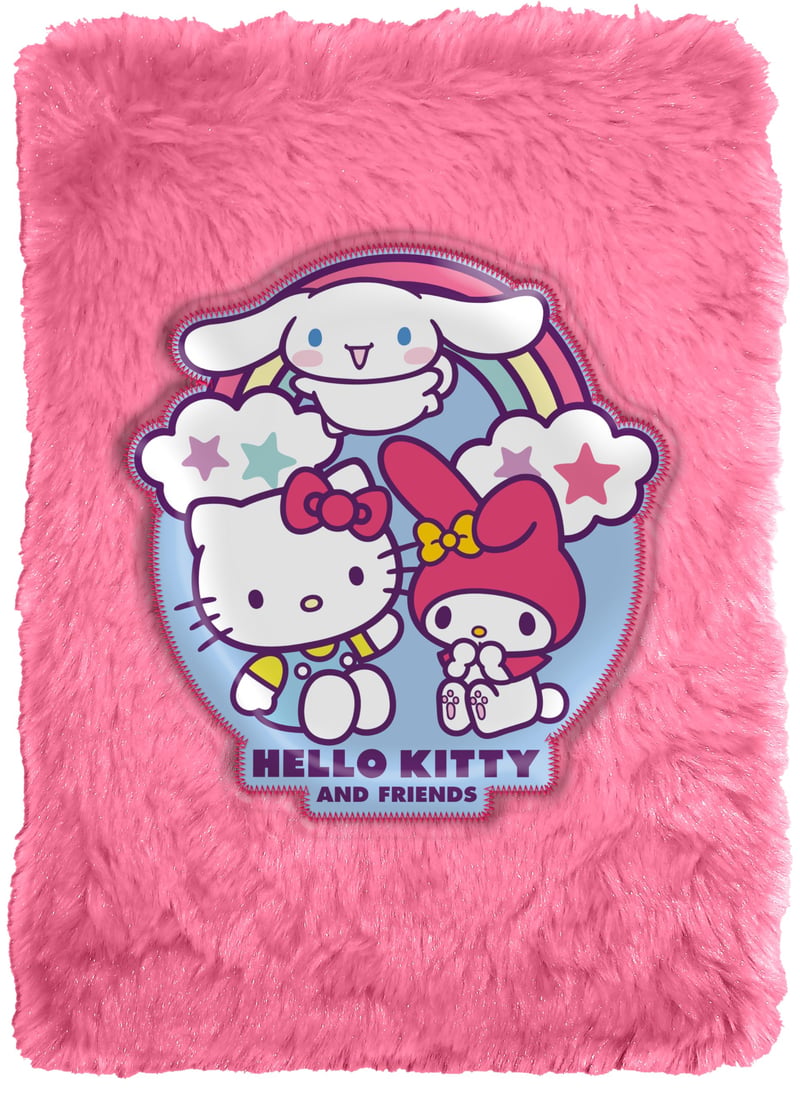 Caiet de pluș Kids Licensing Hello Kitty și prietenii, A5, liniat, copertă moale, idee de cadou pentru fete