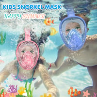 Gyerek teljes arcot fedő snorkel maszk kameratatartóval, 180 fokos panorámás kilátással, párásodás- és szivárgásgátló - Kék-Rózsaszín 3