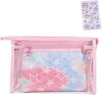 Kidsicher Kozmetikai Táska Csillogó Matricákkal Női és Lány Smink Tároló Rózsaszín M Méret 1