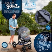 KIDUKU 3 az 1-ben XXL Babakocsi Szett Hordozóval, Buggyval, Autósüléssel és Kiegészítőkkel 2