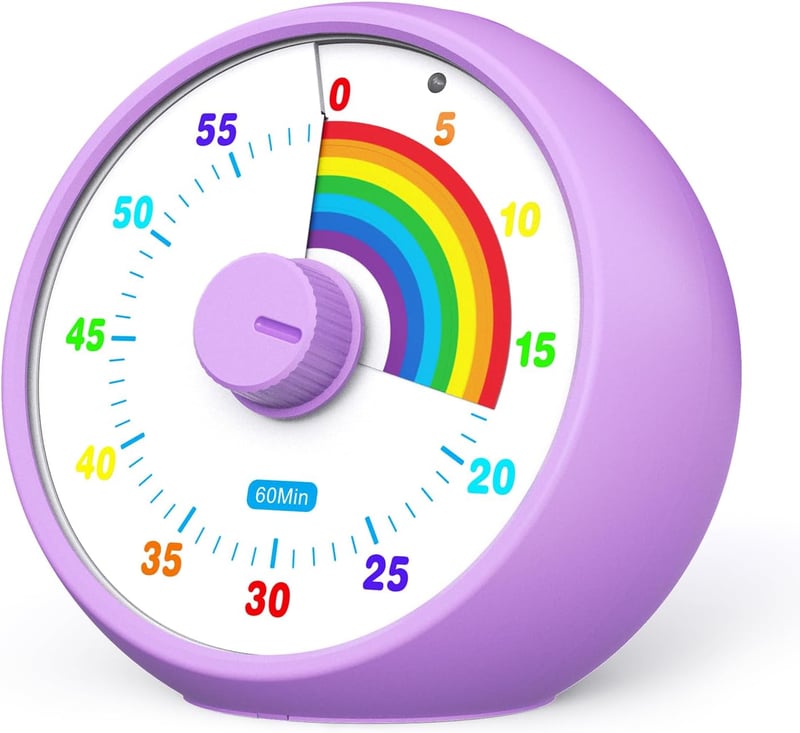 Kiecky Squirrel 60 perces vizuális időzítő gyerekeknek, csendes működésű Pomodoro timer lila - Purple