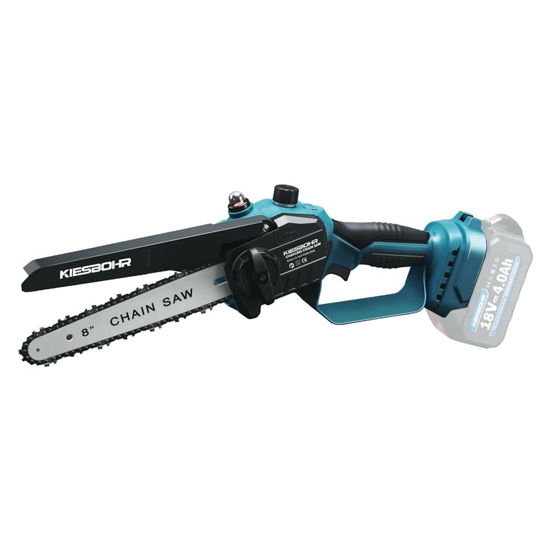 KIESBOHR 8" Akumulatorska motorna pila s uljem, motor bez četkica, 18V kompatibilna s Makita, 2 lanca (bez baterije)