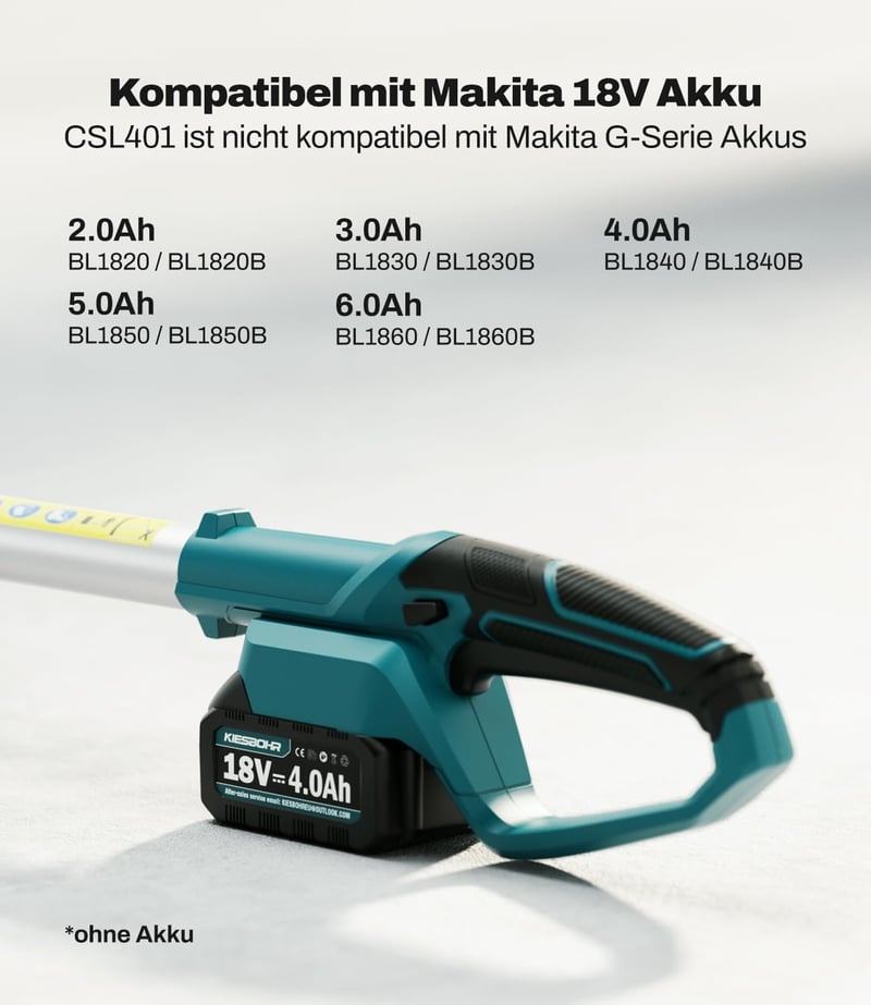 KIESBOHR CSL401 Akumulátoros Sövényvágó 41cm Makita 18V Kompatibilis
