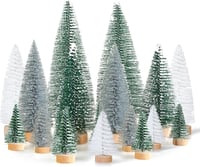 Kieswan 16 db Mini Karácsonyfa Szett Zöld Ezüst Fehér Mű Karácsonyfa 4,5-15 cm Asztali Dekoráció 1