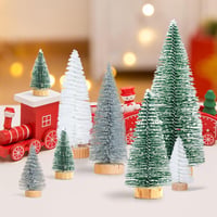 Kieswan 16 db Mini Karácsonyfa Szett Zöld Ezüst Fehér Mű Karácsonyfa 4,5-15 cm Asztali Dekoráció 5