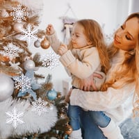 Kieswan 25 db fehér hópehely karácsonyi dekoráció, 10 cm-es függeszthető díszek 5