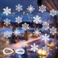 Kieswan 25 db fehér hópehely karácsonyi dekoráció, 10 cm-es függeszthető díszek 1