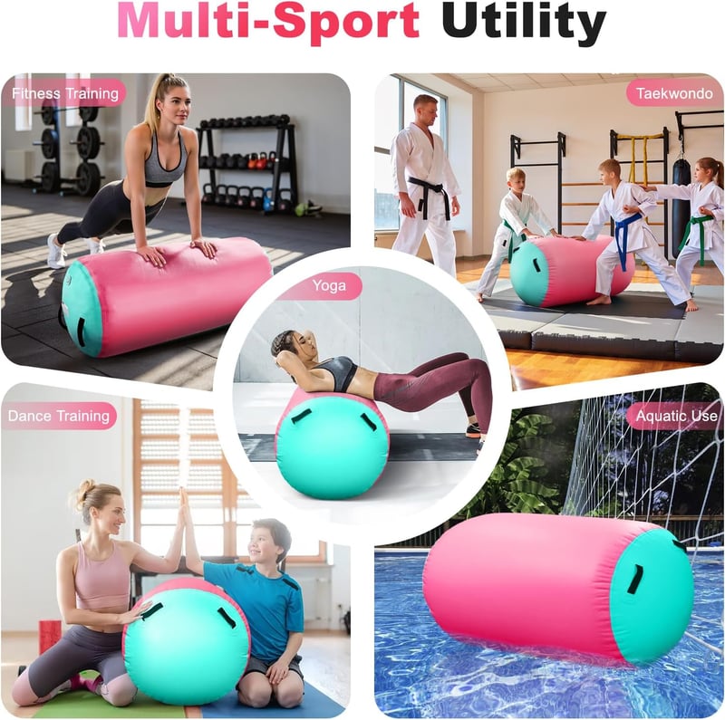 KIKILIVE Felfújható Hengeres Tornaszőnyeg 600W Pumpával Jóga Fitness Egyensúlyozáshoz