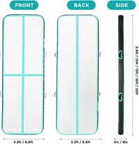 KIKILIVE Felfújható Tornaszőnyeg 20 cm 6 ms Tornagymnasztika Matrac Levegős Edzőpad - Black Green 2