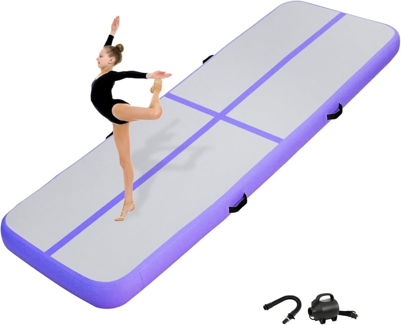 KIKILIVE Felfújható Tornaszőnyeg  200 x 100 x 10 cm Magas Tornagymnasztika Matrac Levegős Edzőpad